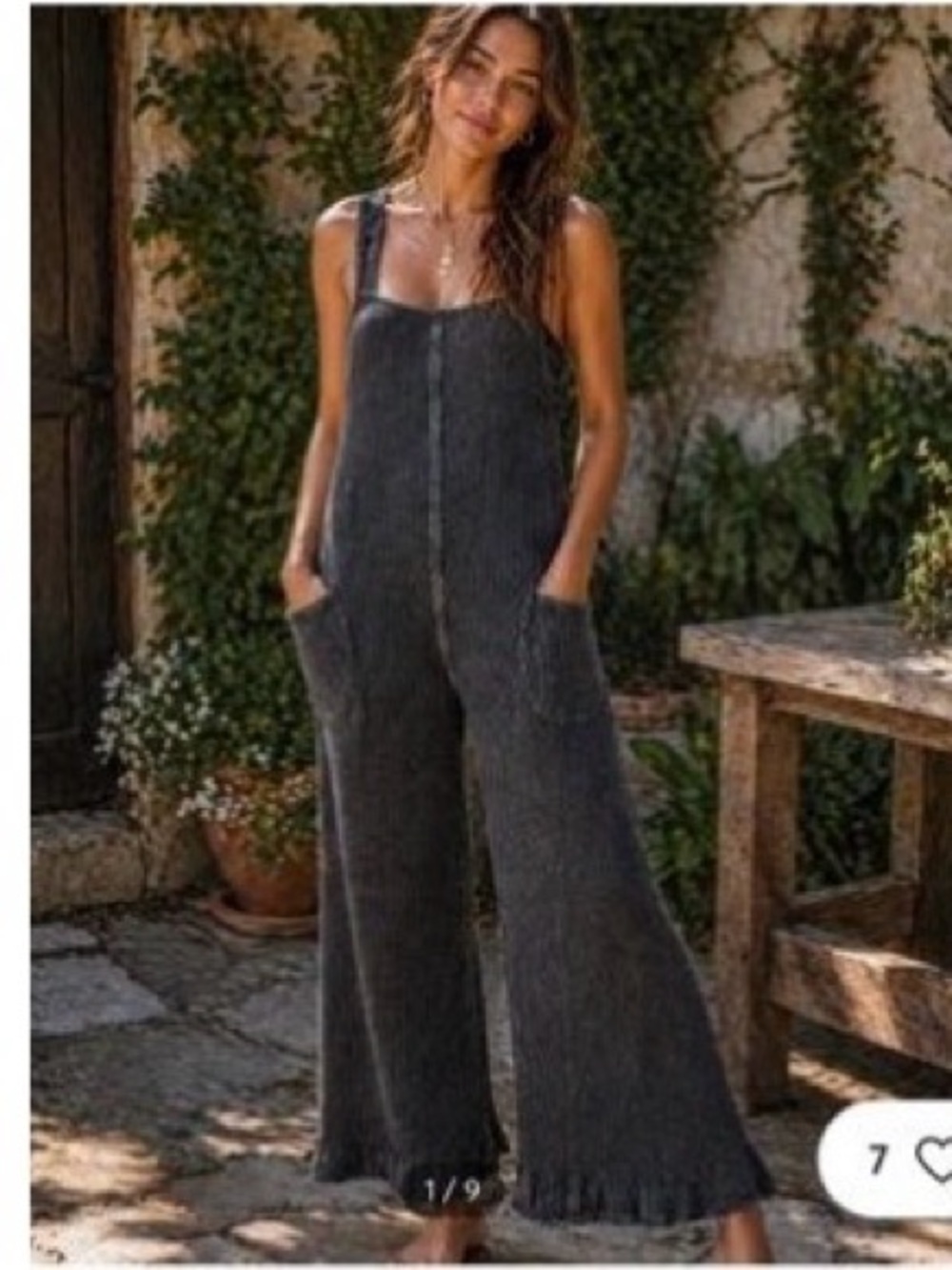 Free People FP One Callie One-Piece Wide-Legs Open Back Thermal Jumpsuit